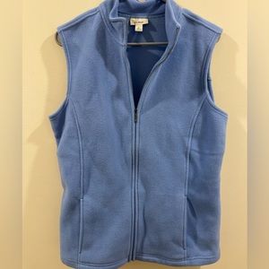 L.L Bean Vintage Periwinkle Blue Fleece Full Zip Vest‎ Women’s Sz L